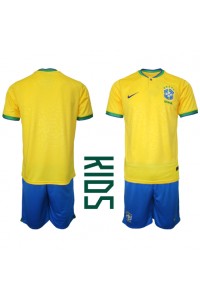 Brazilië Babytruitje Thuis tenue Kind WK 2022 Korte Mouw (+ Korte broeken)